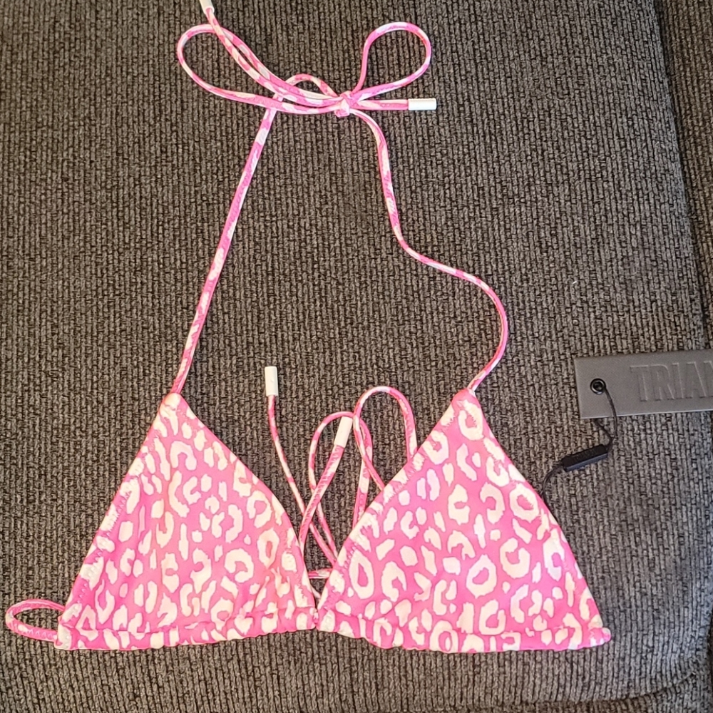 triangl swimwear Pink Leopard Triangle Bikini Top